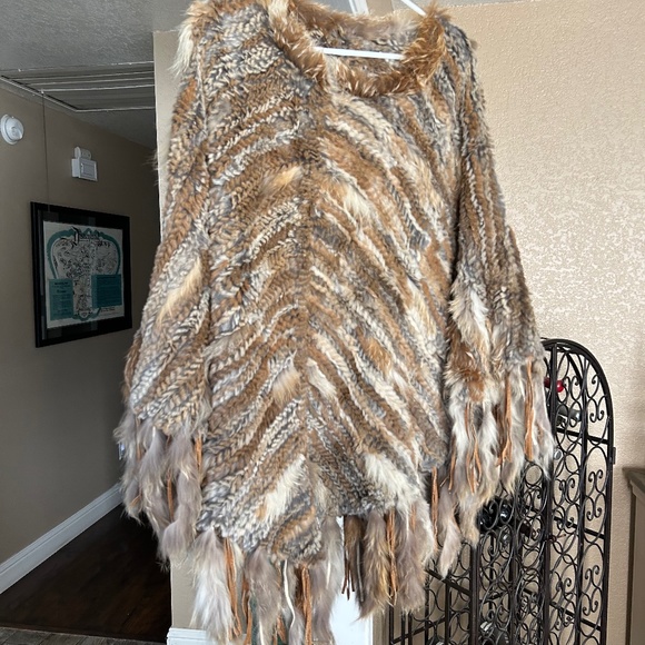 Y2K Rabbit Fur Poncho (S/M)